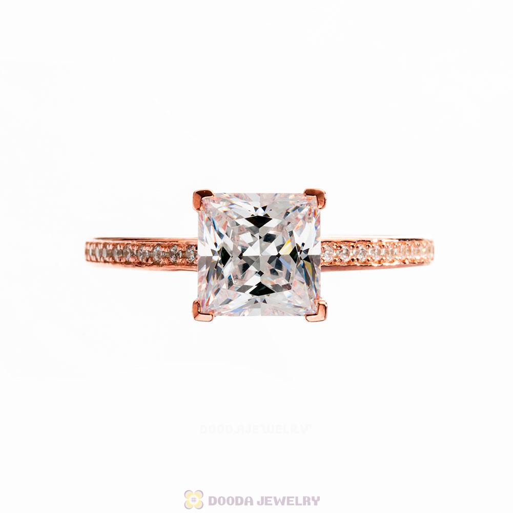 Rose Gold Zircon Geometric Ring