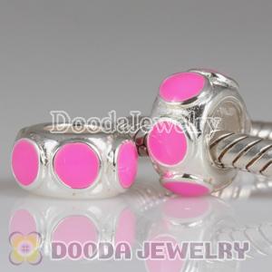 925 Sterling Silver Enamel Pink StorycharmWheels Style Charm Beads