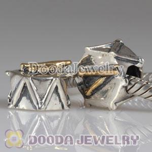 European Style Silver Drum Beads with 14K Gold Plated Wand