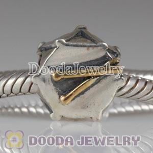 European Style Silver Drum Beads with 14K Gold Plated Wand