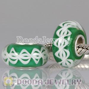 Environmental Lampwork Glass European Style Rope Beads with 925 sterling silver single core