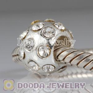 Wholesale European silver plated alloy beads with stone