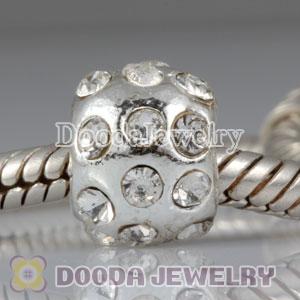 Wholesale European silver plated alloy metal beads with stone
