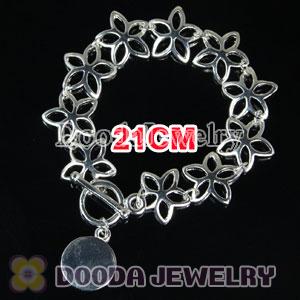 Wholesale 21CM Silver Plated Alloy Tscharm Jewelry Flower Bracelet Chain with IO Lock