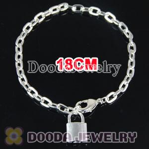 Wholesale 18CM Silver Plated Alloy Tscharm Jewelry Lock Bracelet Chain with Lobster Clip