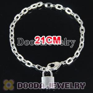 Wholesale 21CM Silver Plated Alloy Tscharm Jewelry Lock Bracelet Chain with Lobster Clip