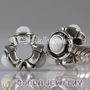European Style Silver Beads with 3 White Eye CZ Stone