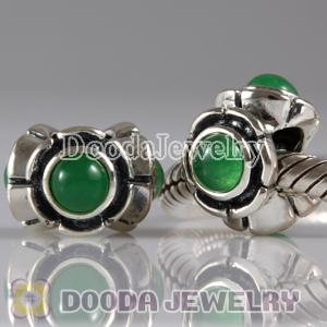 European Style Silver Beads with 3 Green Eye CZ Stone