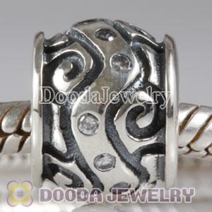 European Style Silver Beads with Clear Stone