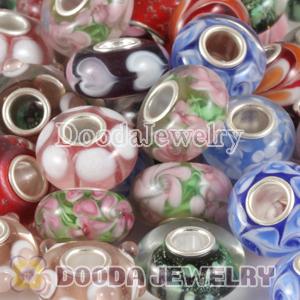 Mix 50 Pcs 7x13 mm Top Class European Style Glass Beads with 925 Stamped