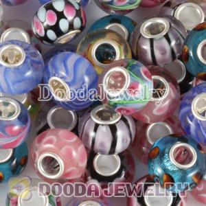 Mix 50 Pcs 9x13 mm High Murano Glass Beads in Different Clearance Styles with 925 silver single core
