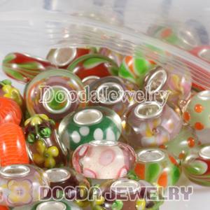 Mix 50 Pcs Environmental Murano Clearance Beads in Different Styles with 925 silver core