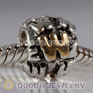 Wholesale Gold Plated Initial W European Style Alloy Charm Beads