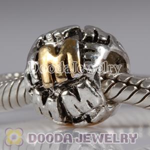 Wholesale Gold Plated Initial M European Style Alloy Charm Beads