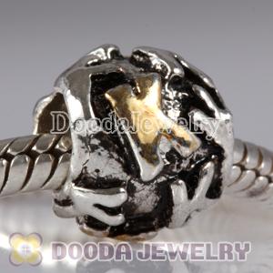 Wholesale Gold Plated Initial K European Style Alloy Charm Beads