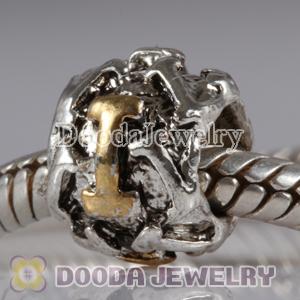 Wholesale Gold Plated Initial I European Style Alloy Charm Beads