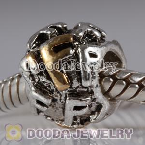 Wholesale Gold Plated Initial F European Style Alloy Charm Beads