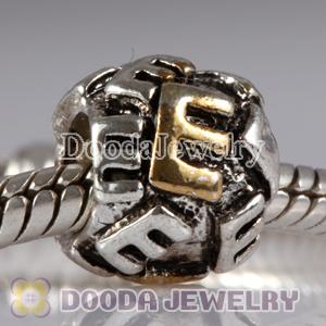 Wholesale Gold Plated Initial E European Style Alloy Beads