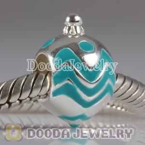 European Style Christmas Ball Beads Enamel Blue Charms