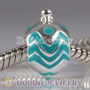 European Style Christmas Ball Beads Enamel Blue Charms