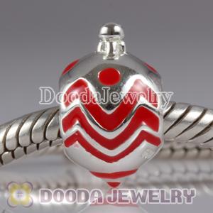 European Style Christmas Ball Beads Enamel Red Charms
