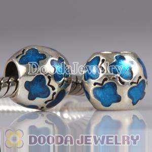 European Style Butterfly Charms with Blue Enamel