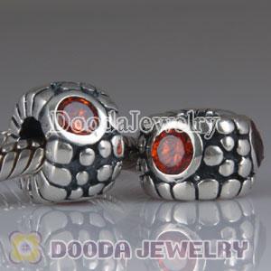 European Style Silver Beads with 3 Big Red CZ Stone