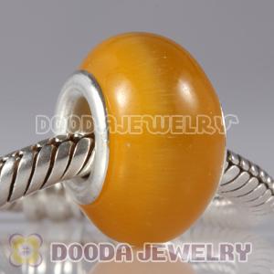 Khaki Cat Eye Lampwork Glass Beads with alloy double core fit European Largehole Jewelry Bracelet