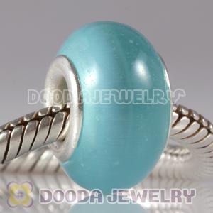 Sky Blue Cat Eye Lampwork Glass Beads with alloy double core fit European Largehole Jewelry Bracelet