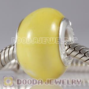 European Style Yellow Ceramic Charm Beads in alloy double core