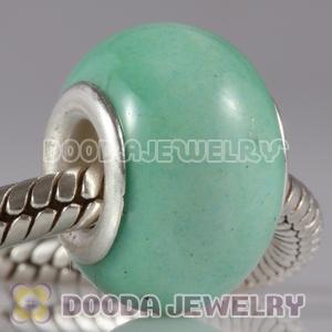 European Style Green Ceramic Charm Beads in alloy double core