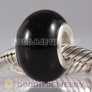 European Style Black Ceramic Charm Beads in alloy double core