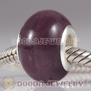 European Style Purple Ceramic Charm Beads in alloy double core