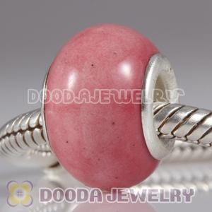 European Style Pink Ceramic Charm Beads in alloy double core