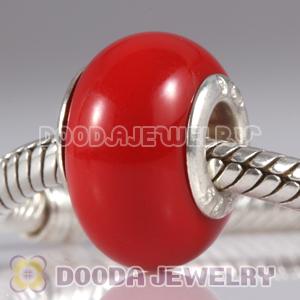 European Style Red Ceramic Charm Beads in alloy double core