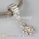 Wholesale European silver plated alloy beads dangle flower with stone