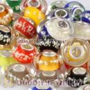 Mix 50 Pcs European Snowflake Fluorescent Glass Beads in Different Styles with 925 silver single core