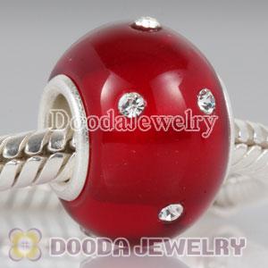 Kerastyle Silver Polished Glass Red Bead with Austrian crystal Accents suit European Bracelet
