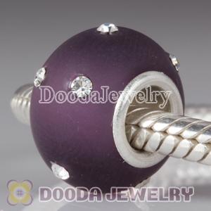 Kerastyle Silver Frosted Glass Purple Bead with Austrian crystal Accents suit European Largehole Jewelry Bracelet