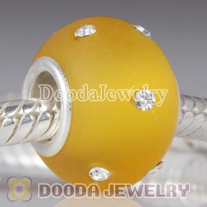 Kerastyle Silver Frosted Glass Yellow Bead with Austrian crystal Accents suit European Largehole Jewelry Bracelet