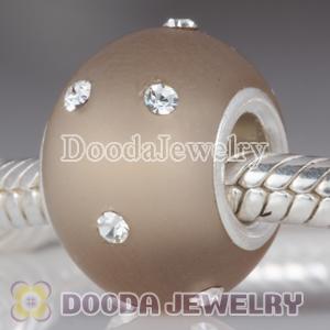 Kerastyle Silver Frosted Glass Bead with Austrian crystal Accents suit European Largehole Jewelry Bracelet