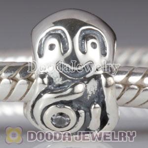 Sterling Silver Octopus Charm Beads with Cubic Zirconia suit European Largehole Jewelry Bracelet