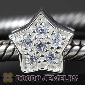 925 Sterling Silver Star Beads with Stone suit European Largehole Jewelry Bracelet