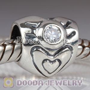Largehole Jewelry Heart Charms with April Birthstone