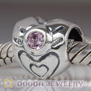Largehole Jewelry Heart Charms with October Birthstone