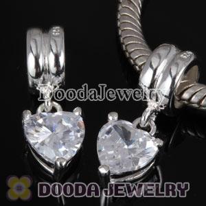 Sterling Silver Clear Heart Charm Beads fit European Largehole Jewelry Bracelet