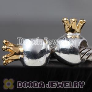 Gold Plated Crown Sterling Silver Charm Beads fit on European Bracelet