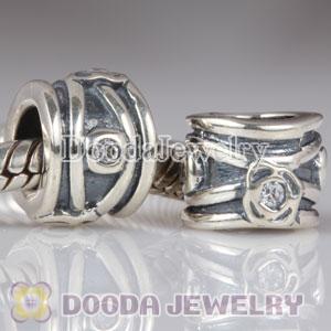 Sterling Silver Charms with Clear CZ Stone fit European Largehole Jewelry Bracelet