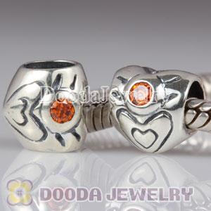 Largehole Jewelry Style Heart Charms with July Birthstone
