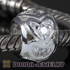 European Style Love Beads with White CZ Stone